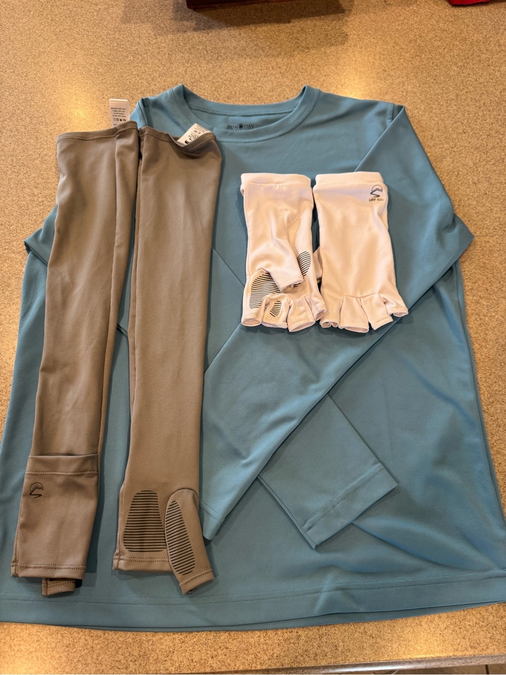 sun Day Afternoons long sleeve shirt,sleeves, and gloves. Sun Protection